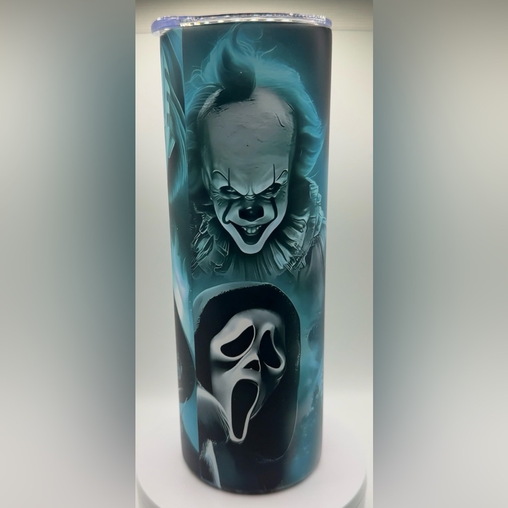 Glow-in-the-Dark 20oz Tumbler | Pennywise, Jason, Chucky, Freddy & Ghostface